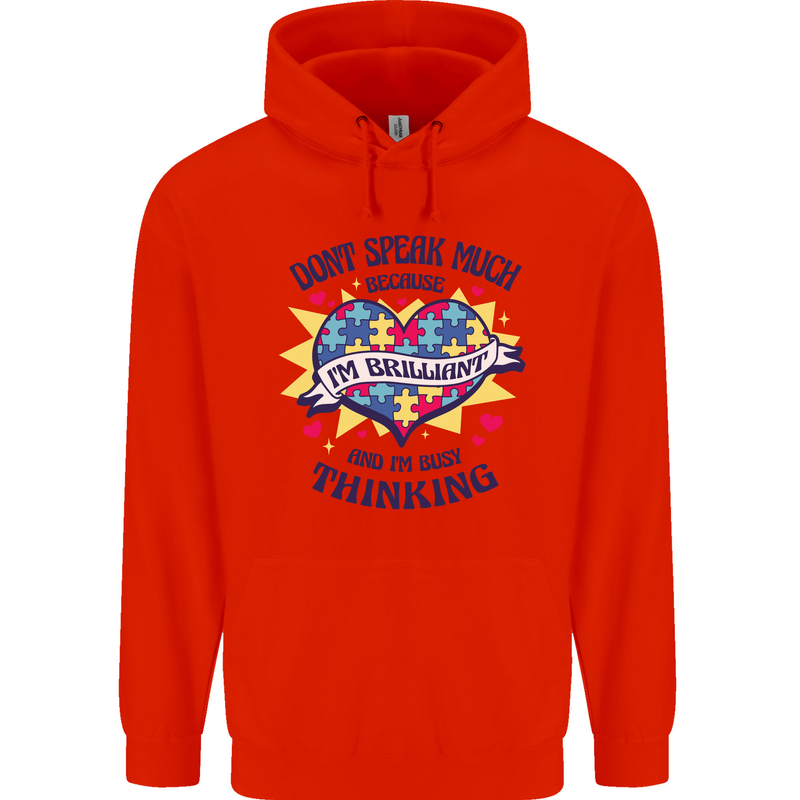 Dont Speak Much Autism Autistic Mens 80% Cotton Hoodie Bright Red