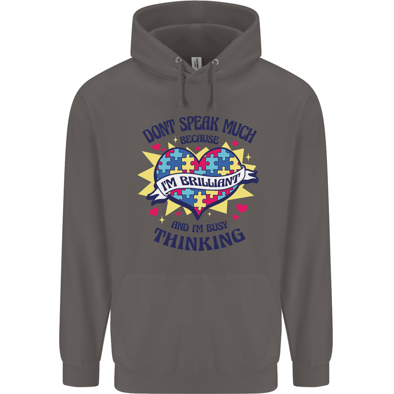 Dont Speak Much Autism Autistic Mens 80% Cotton Hoodie Charcoal