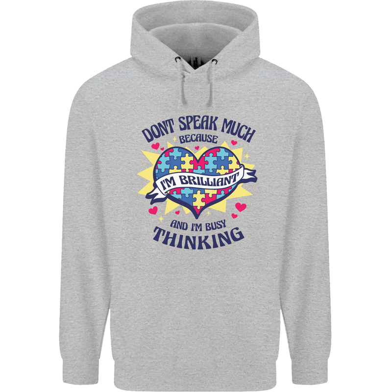 Dont Speak Much Autism Autistic Mens 80% Cotton Hoodie Sports Grey