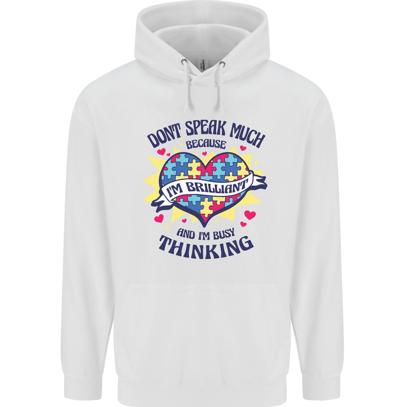 Dont Speak Much Autism Autistic Mens 80% Cotton Hoodie White