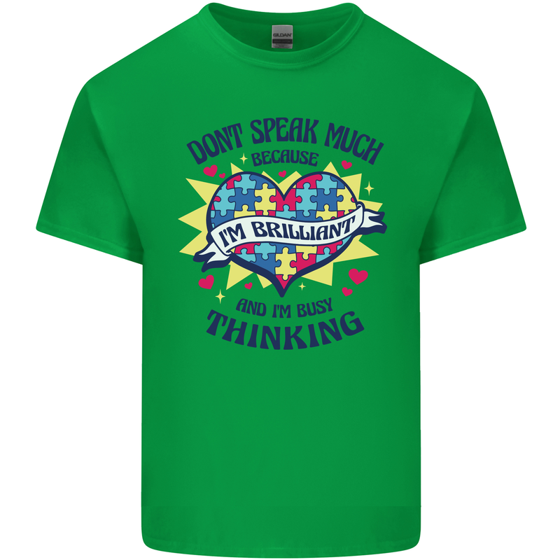 Dont Speak Much Autism Autistic Mens Cotton T-Shirt Tee Top Irish Green