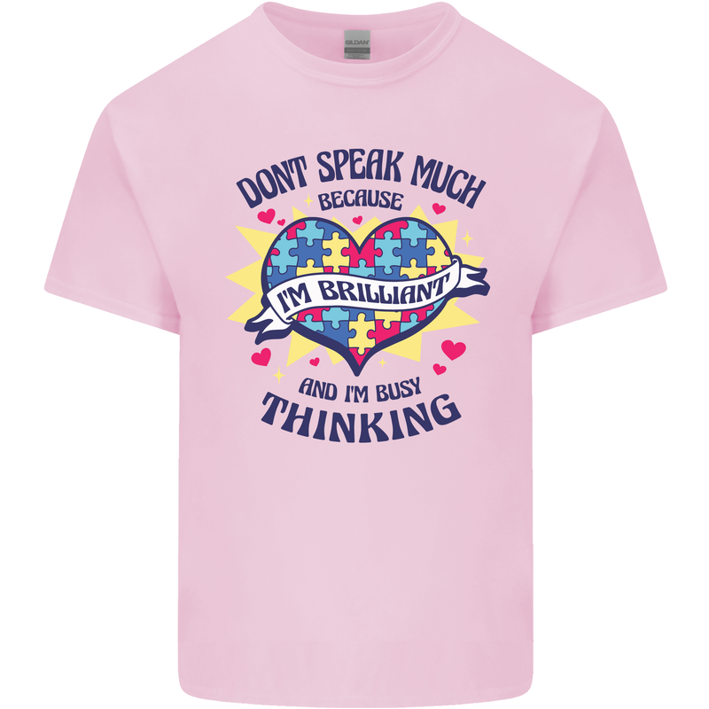 Dont Speak Much Autism Autistic Mens Cotton T-Shirt Tee Top Light Pink