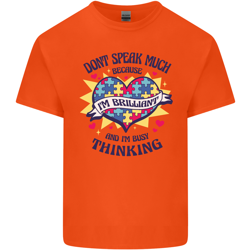 Dont Speak Much Autism Autistic Mens Cotton T-Shirt Tee Top Orange