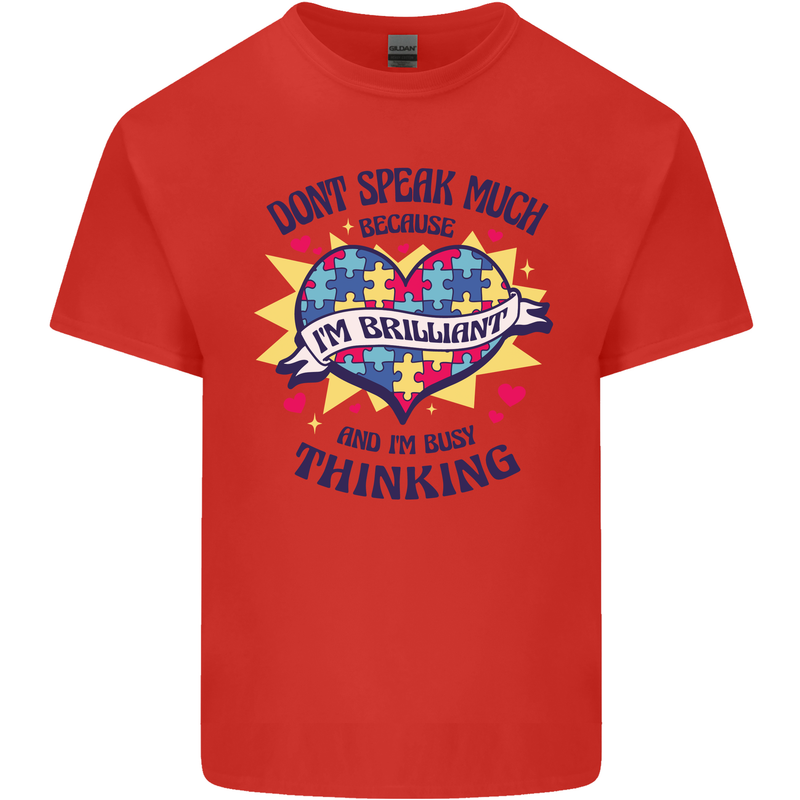 Dont Speak Much Autism Autistic Mens Cotton T-Shirt Tee Top Red