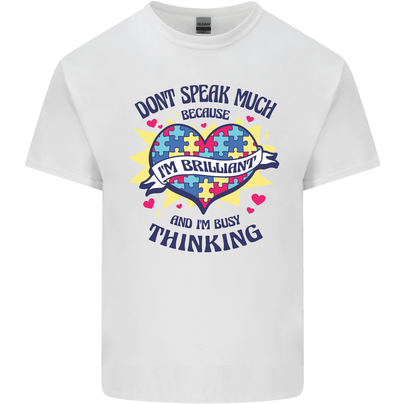 Dont Speak Much Autism Autistic Mens Cotton T-Shirt Tee Top White