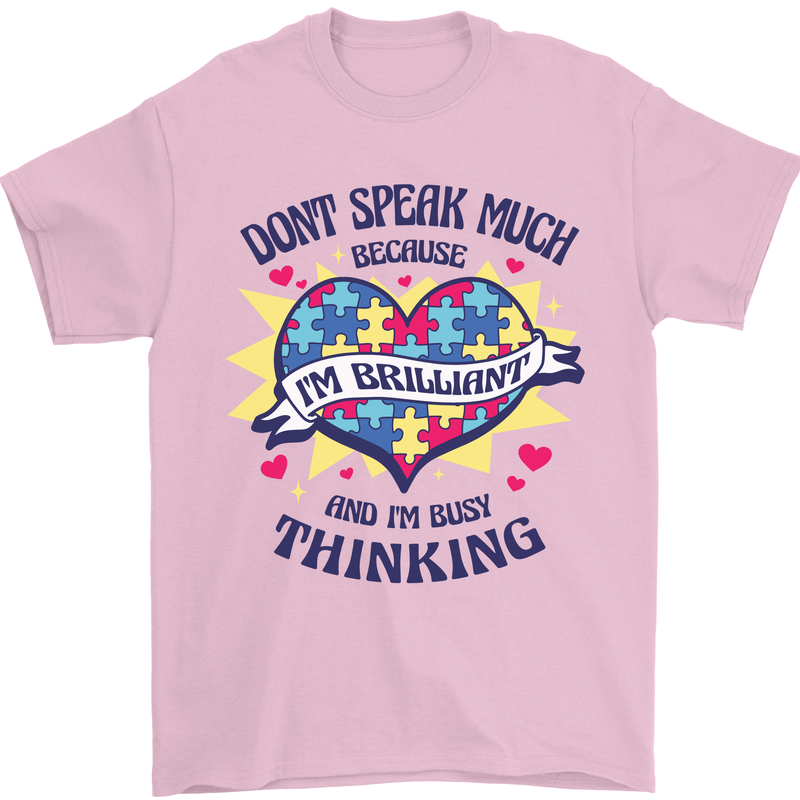 Dont Speak Much Autism Autistic Mens T-Shirt 100% Cotton Light Pink