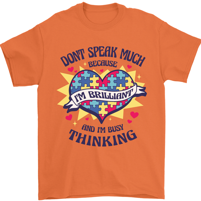 Dont Speak Much Autism Autistic Mens T-Shirt 100% Cotton Orange