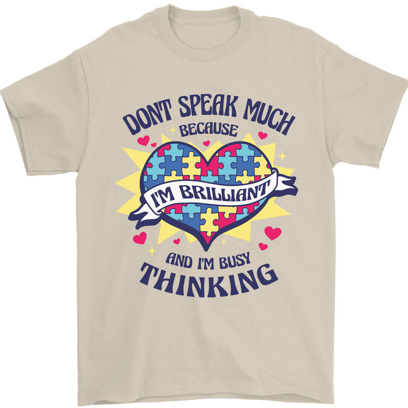Dont Speak Much Autism Autistic Mens T-Shirt 100% Cotton Sand