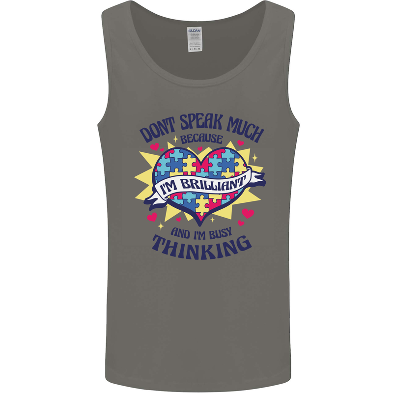 Dont Speak Much Autism Autistic Mens Vest Tank Top Charcoal