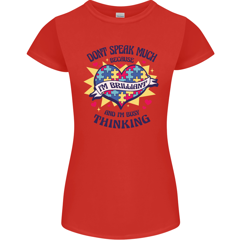 Dont Speak Much Autism Autistic Womens Petite Cut T-Shirt Red