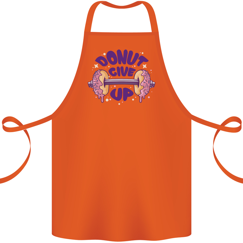 Donut Give Up Funny Gym Bodybuilding Cotton Apron 100% Organic Orange