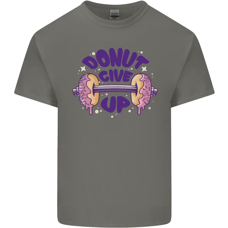 Donut Give Up Funny Gym Bodybuilding Kids T-Shirt Childrens Charcoal