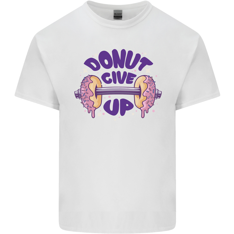 Donut Give Up Funny Gym Bodybuilding Kids T-Shirt Childrens White