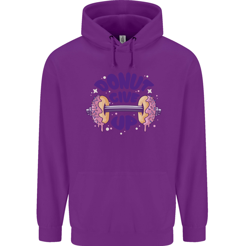 Donut Give Up Funny Gym Bodybuilding Mens 80% Cotton Hoodie Purple