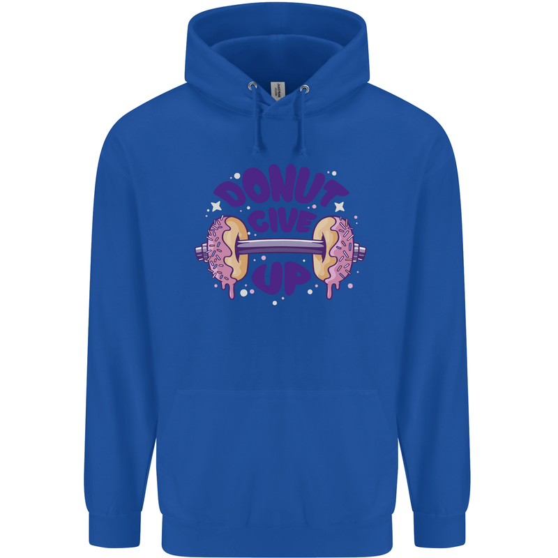 Donut Give Up Funny Gym Bodybuilding Mens 80% Cotton Hoodie Royal Blue