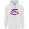Donut Give Up Funny Gym Bodybuilding Mens 80% Cotton Hoodie White