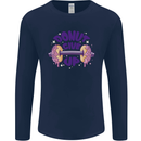 Donut Give Up Funny Gym Bodybuilding Mens Long Sleeve T-Shirt Navy Blue