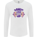 Donut Give Up Funny Gym Bodybuilding Mens Long Sleeve T-Shirt White