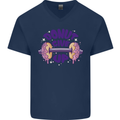 Donut Give Up Funny Gym Bodybuilding Mens V-Neck Cotton T-Shirt Navy Blue