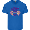 Donut Give Up Funny Gym Bodybuilding Mens V-Neck Cotton T-Shirt Royal Blue