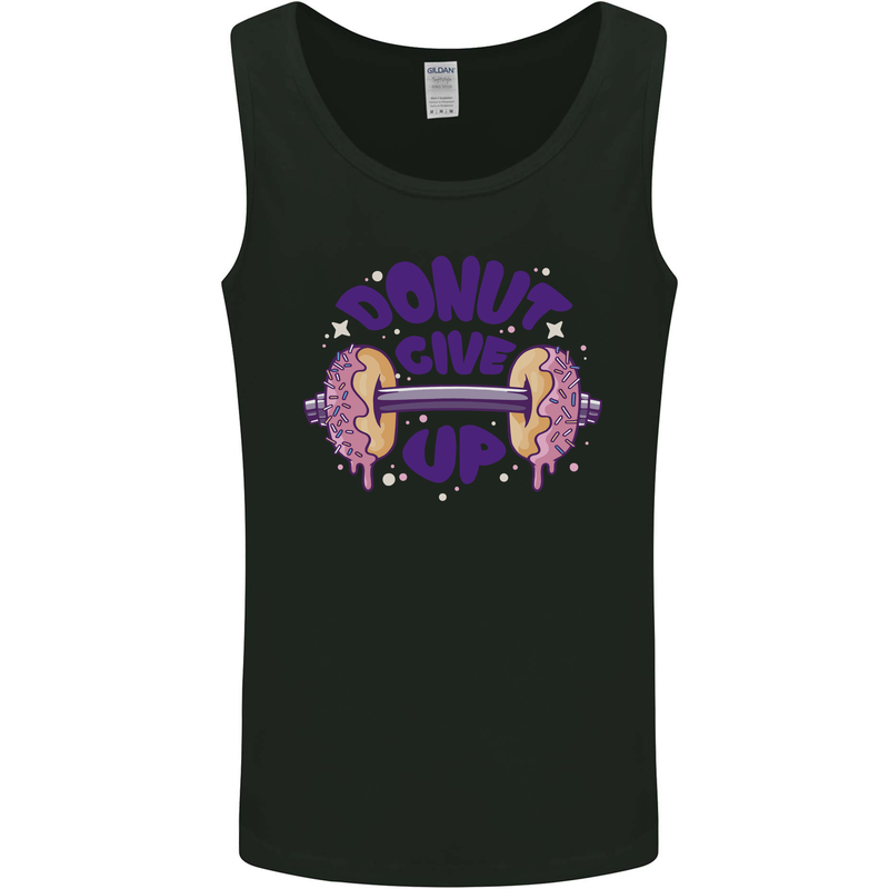Donut Give Up Funny Gym Bodybuilding Mens Vest Tank Top Black