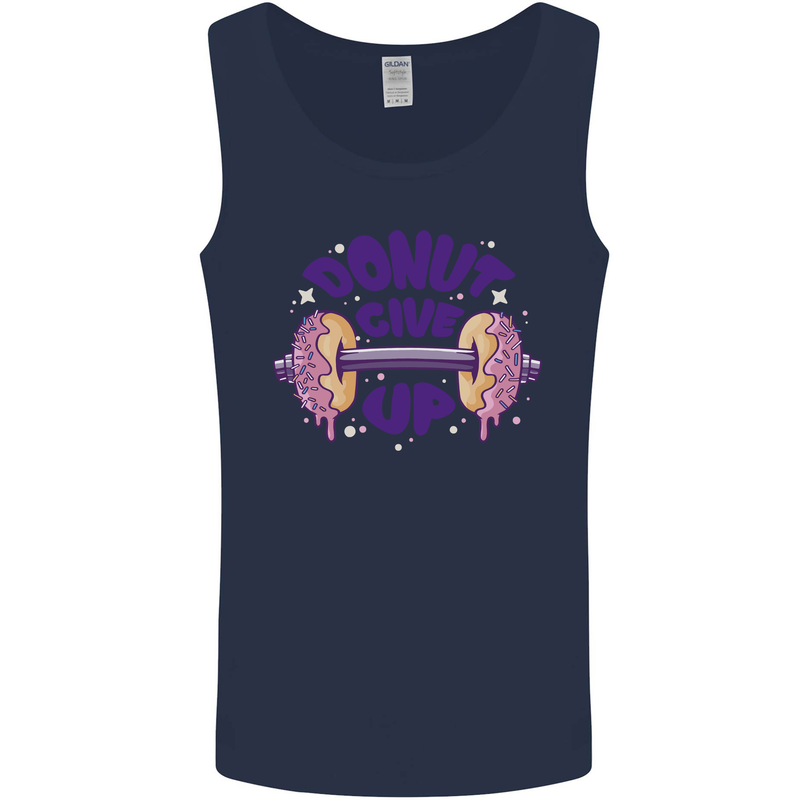 Donut Give Up Funny Gym Bodybuilding Mens Vest Tank Top Navy Blue