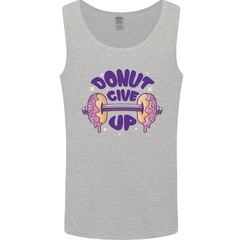 Donut Give Up Funny Gym Bodybuilding Mens Vest Tank Top Sports Grey