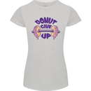 Donut Give Up Funny Gym Bodybuilding Womens Petite Cut T-Shirt Sports Grey