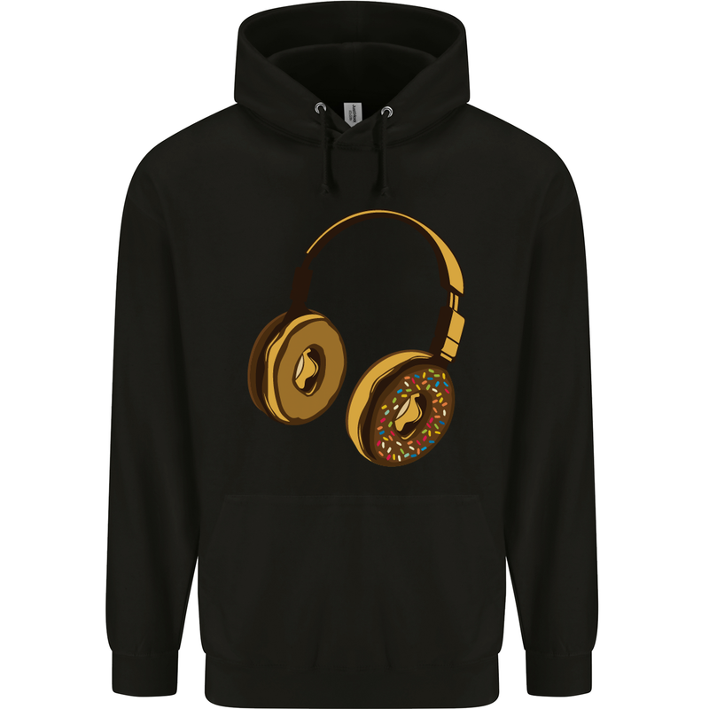Donut Headphones Music DJ DJing Funny Childrens Kids Hoodie Black