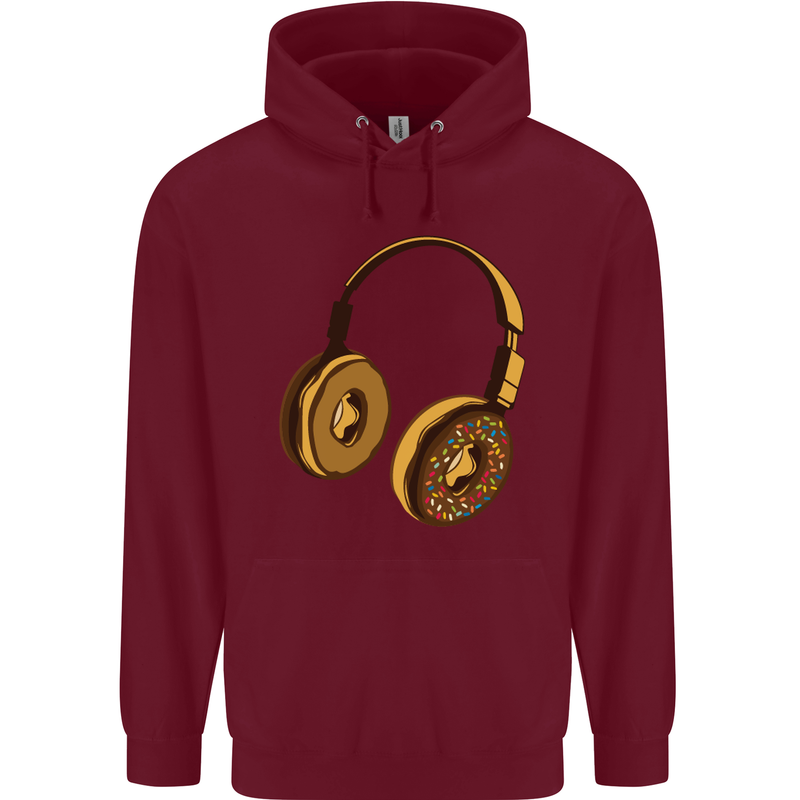 Donut Headphones Music DJ DJing Funny Childrens Kids Hoodie Maroon