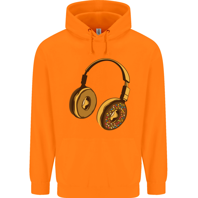 Donut Headphones Music DJ DJing Funny Childrens Kids Hoodie Orange