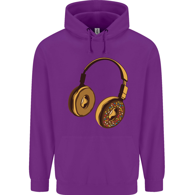 Donut Headphones Music DJ DJing Funny Childrens Kids Hoodie Purple
