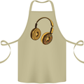 Donut Headphones Music DJ DJing Funny Cotton Apron 100% Organic Khaki