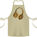 Donut Headphones Music DJ DJing Funny Cotton Apron 100% Organic Khaki