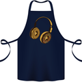 Donut Headphones Music DJ DJing Funny Cotton Apron 100% Organic Navy Blue