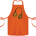Donut Headphones Music DJ DJing Funny Cotton Apron 100% Organic Orange