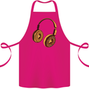 Donut Headphones Music DJ DJing Funny Cotton Apron 100% Organic Pink