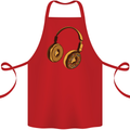 Donut Headphones Music DJ DJing Funny Cotton Apron 100% Organic Red