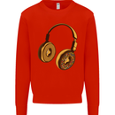 Donut Headphones Music DJ DJing Funny Kids Sweatshirt Jumper Bright Red