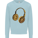 Donut Headphones Music DJ DJing Funny Kids Sweatshirt Jumper Light Blue