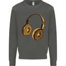 Donut Headphones Music DJ DJing Funny Kids Sweatshirt Jumper Storm Grey