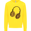 Donut Headphones Music DJ DJing Funny Kids Sweatshirt Jumper Yellow