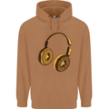 Donut Headphones Music DJ DJing Funny Mens 80% Cotton Hoodie Caramel Latte