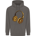 Donut Headphones Music DJ DJing Funny Mens 80% Cotton Hoodie Charcoal