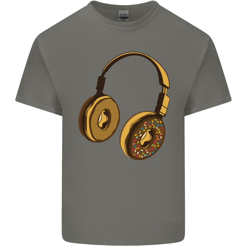 Donut Headphones Music DJ DJing Funny Mens Cotton T-Shirt Tee Top Charcoal