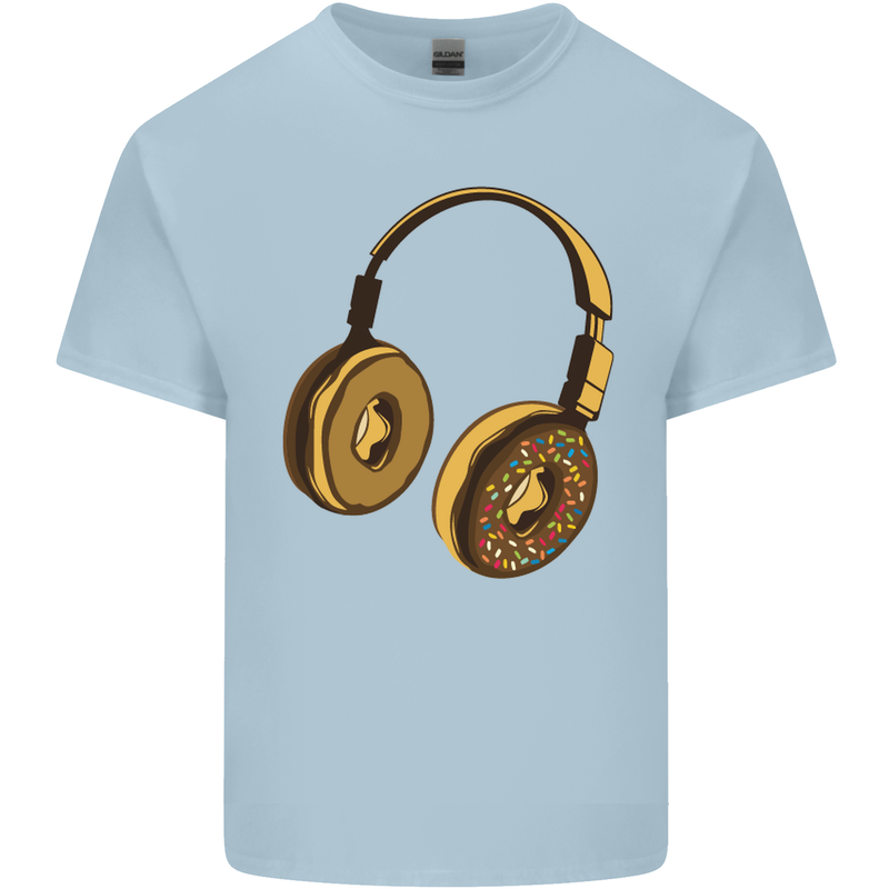 Donut Headphones Music DJ DJing Funny Mens Cotton T-Shirt Tee Top Light Blue