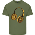 Donut Headphones Music DJ DJing Funny Mens Cotton T-Shirt Tee Top Military Green