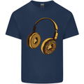 Donut Headphones Music DJ DJing Funny Mens Cotton T-Shirt Tee Top Navy Blue