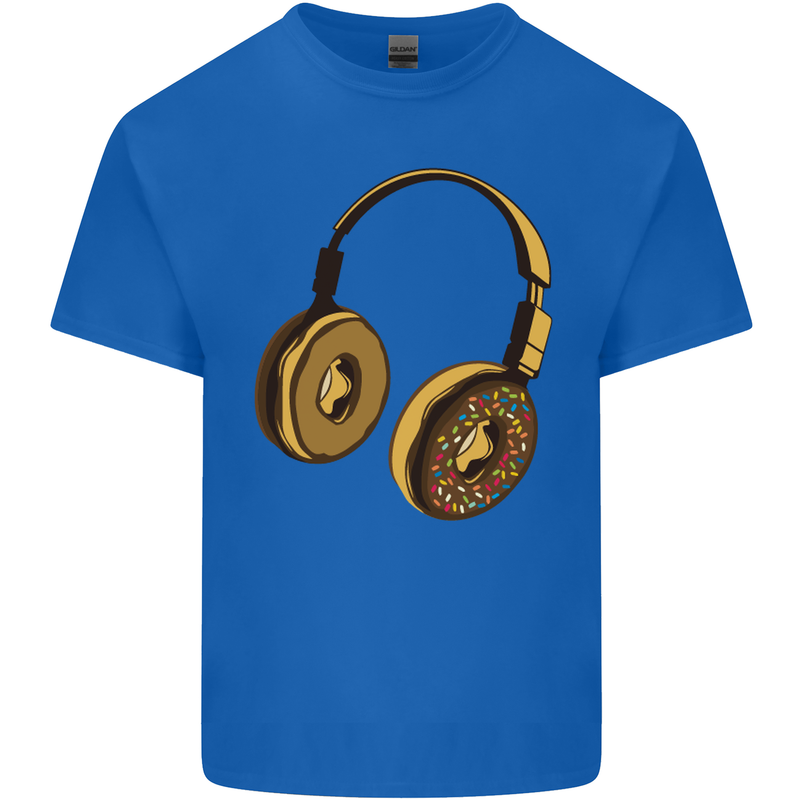 Donut Headphones Music DJ DJing Funny Mens Cotton T-Shirt Tee Top Royal Blue