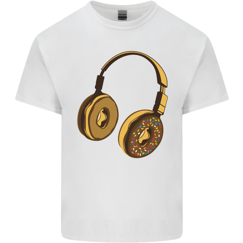 Donut Headphones Music DJ DJing Funny Mens Cotton T-Shirt Tee Top White
